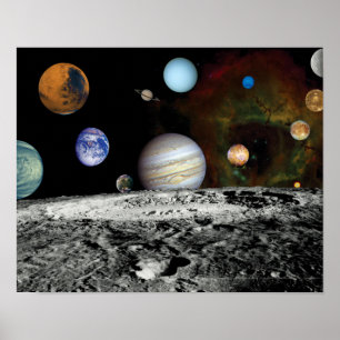 Solar System Voyager Images Montage Space Photos Poster