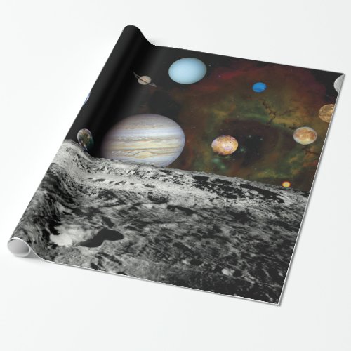 Solar System Voyager Images Montage Space Photos Wrapping Paper