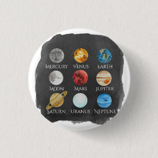 Solar System Watercolor Button