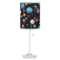Solar System Watercolor Outer Space Planets Galaxy Table Lamp