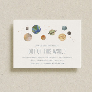 Solar System Watercolor Party Invitation