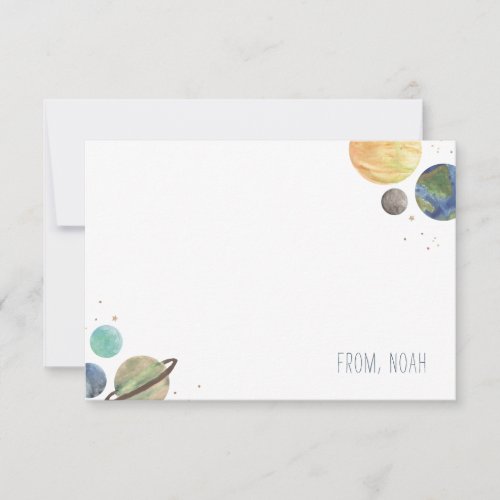 Solar System Watercolor Thank You Card