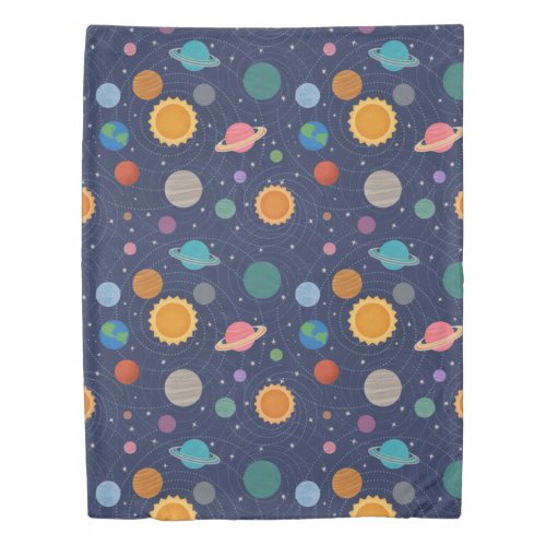 Solar System with Sun and Planets Beach Towel Duvet Cover
