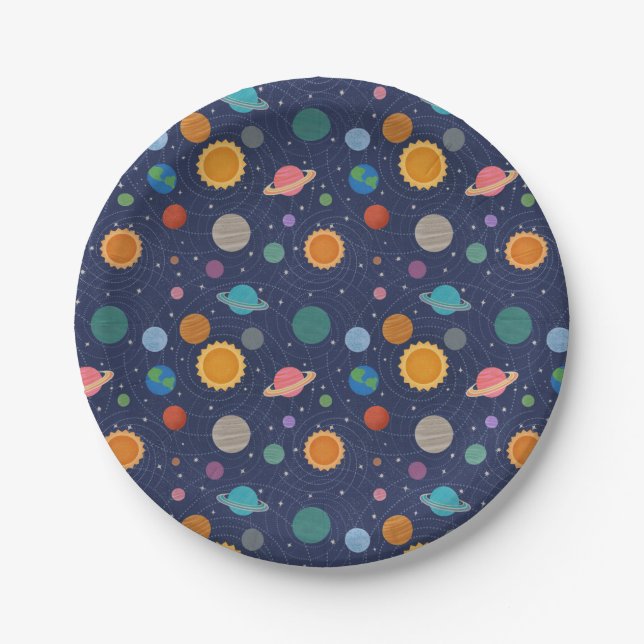 Solar System with Sun and Planets Paper Plates (Front)