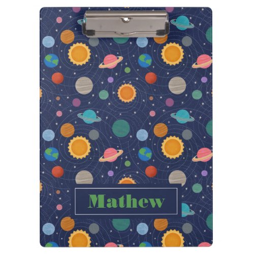 Solar System with Sun and Planets Personalized Clipboard