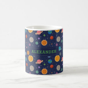Solar System with Sun and Planets Personalized Coffee Mug