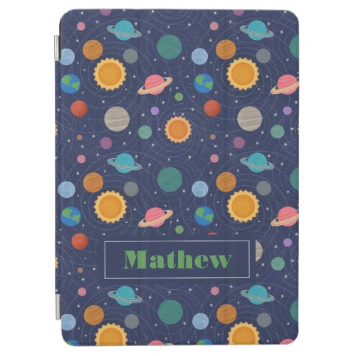 Solar System with Sun and Planets Personalized iPad Air Cover