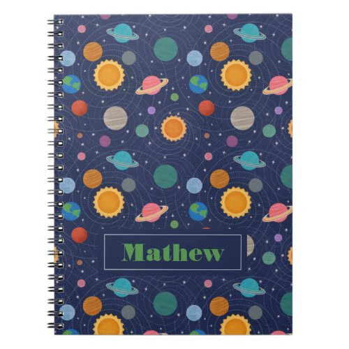 Solar System with Sun and Planets Personalized Notebook