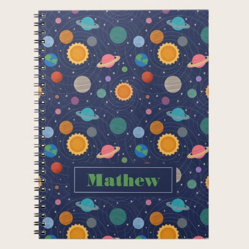 Solar System with Sun and Planets Personalized Notebook