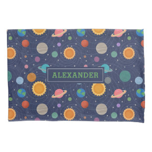 Solar System with Sun and Planets Personalized Pillow Case