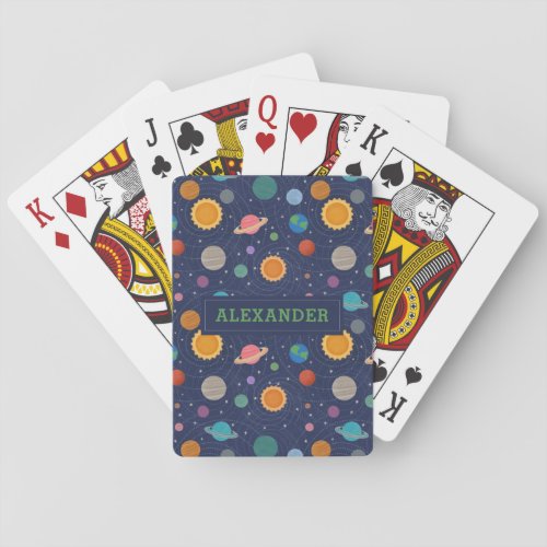 Solar System with Sun and Planets Personalized Poker Cards