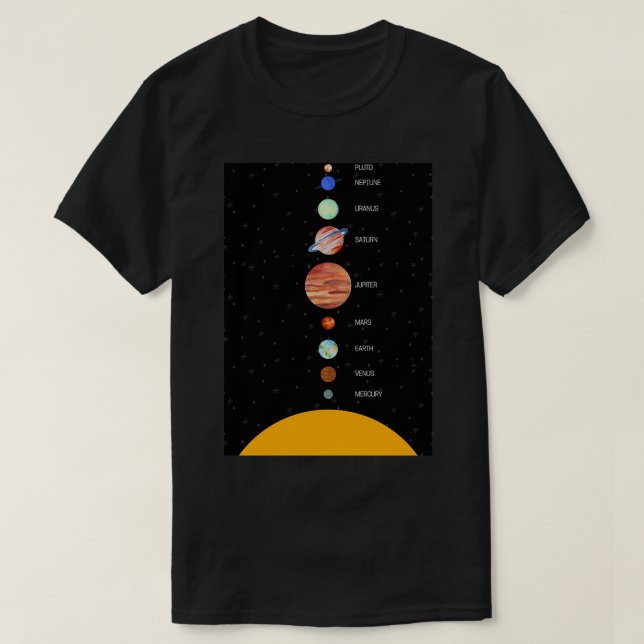 Solar System with the writing of the names of the  T-Shirt (Design Front)