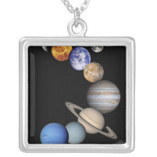 Solar Sytem Montage Silver Plated Necklace