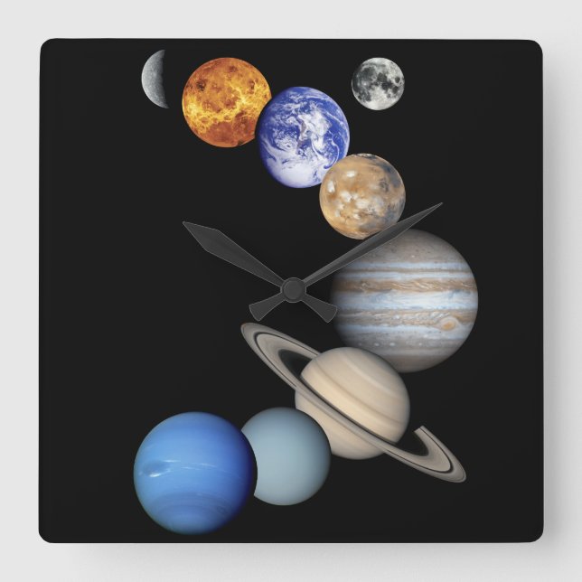 Solar Sytem Montage Square Wall Clock (Front)