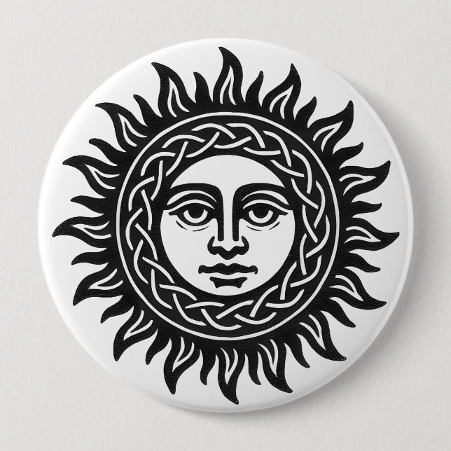 Solar Visage Sigil – Black Sun Emblem Button (Front)