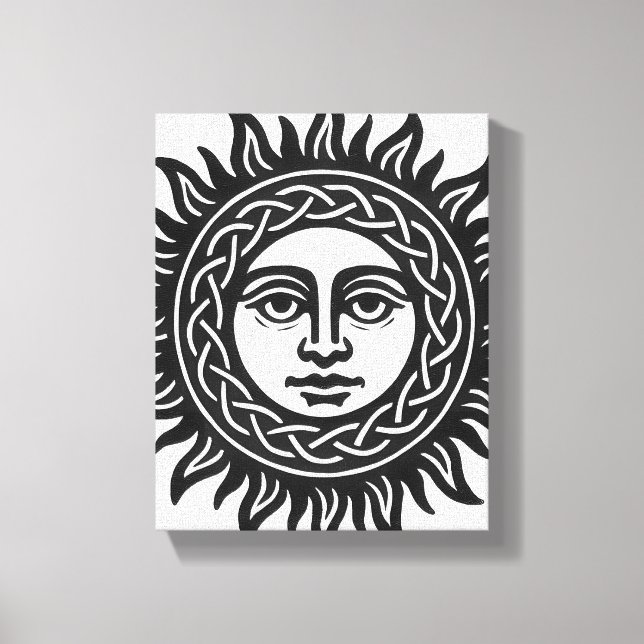 Solar Visage Sigil – Black Sun Emblem Canvas Print (Front)