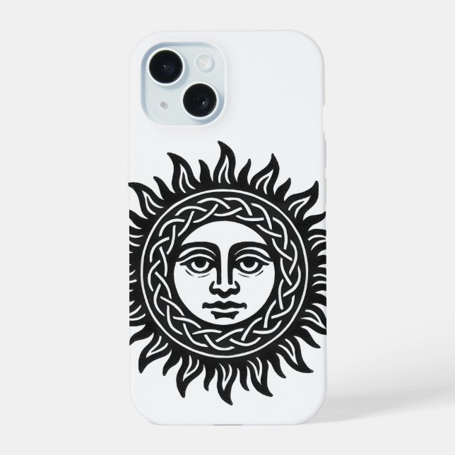 Solar Visage Sigil – Black Sun Emblem iPhone 15 Case (Back)