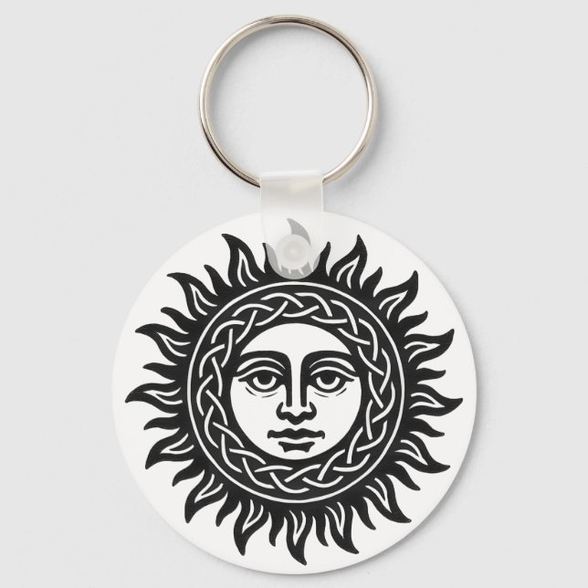 Solar Visage Sigil – Black Sun Emblem Keychain (Front)