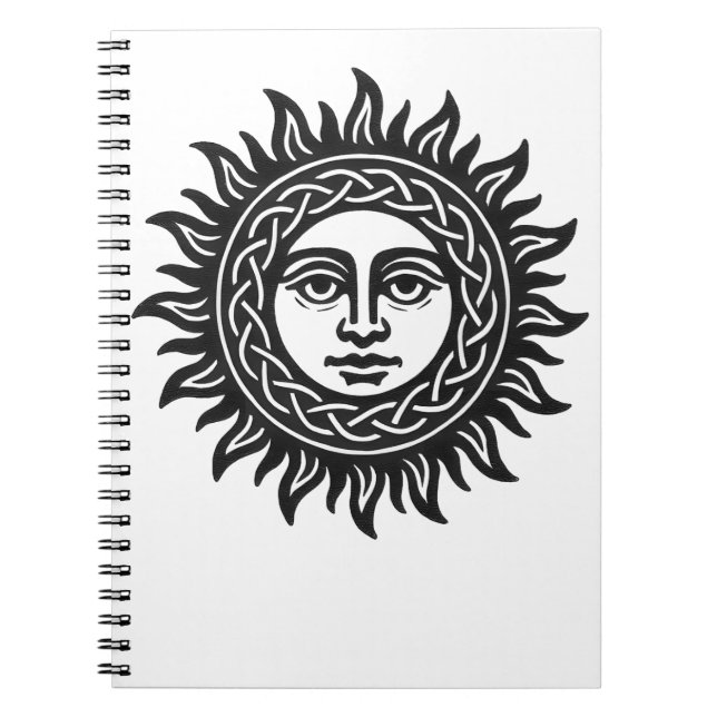 Solar Visage Sigil – Black Sun Emblem Notebook (Front)