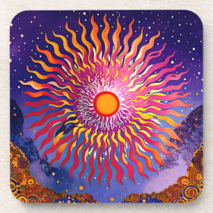 “Solar Whispers in the Sky” The Sun Beverage Coaster