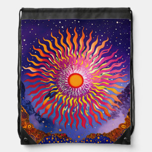 “Solar Whispers in the Sky” The Sun Drawstring Bag