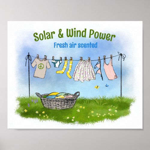 Solar  Wind Power poster Promote energy saving 
