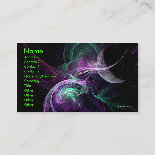 Solar Winds Embrace Business Card Template (Front)