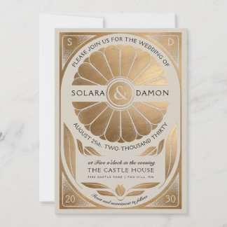 SOLARA I - Botanic Faux Gold Wedding Invitation