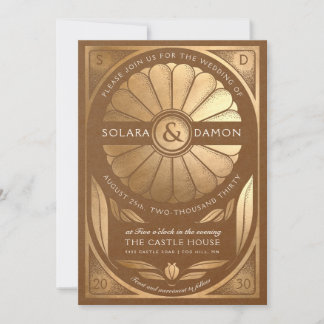 SOLARA III - Floral Faux Gold Wedding Invitation
