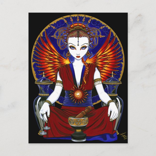 "Solara" Sun Goddess Fire Angel Postcard (Front)