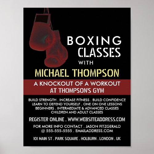 Solarized Boxing Gloves Boxing Class Advert Poster