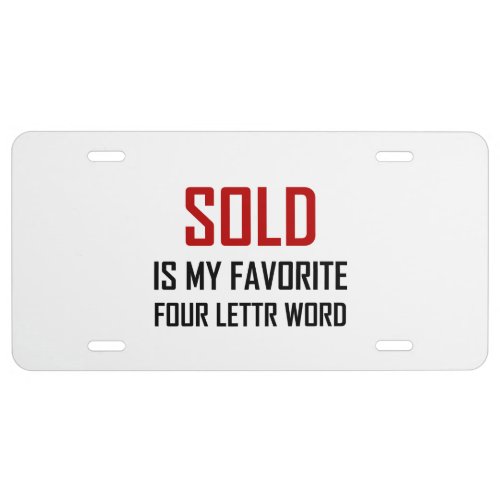 Sold Favorite Four Letter Word Funny License Plate