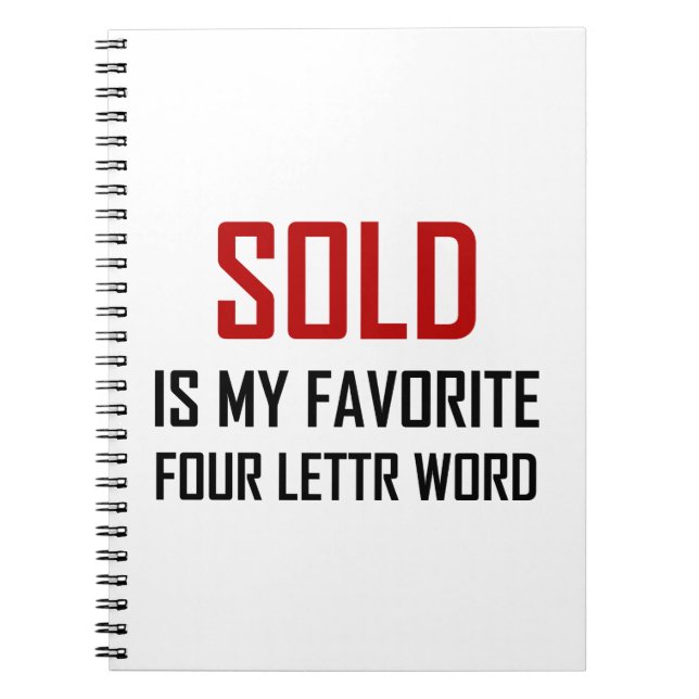 Sold Favorite Four Letter Word Funny Notebook (Front)