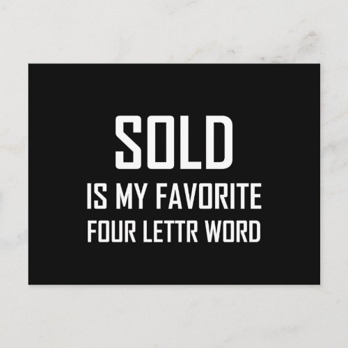 Sold Favorite Four Letter Word Funny Postcard