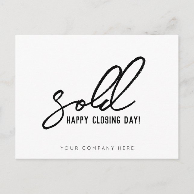 Sold Happy Closing Day Real Estate Postcard (Front)