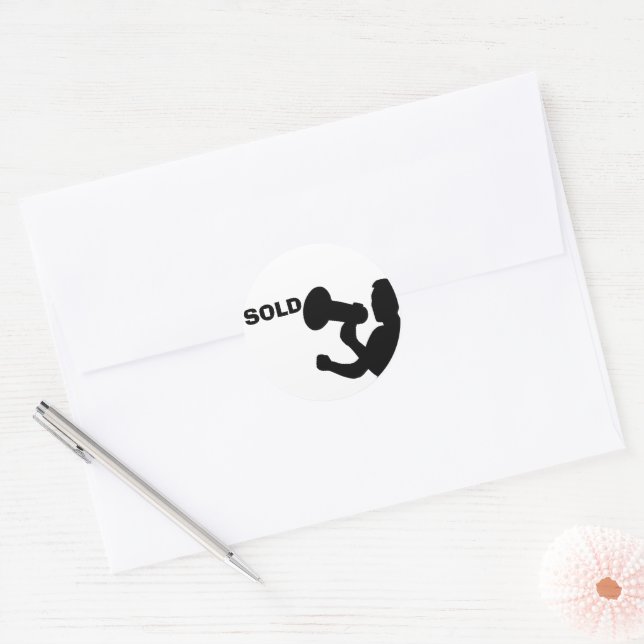 Sold House Vinyl Decal | REALTOR Decal | Real Esta Classic Round Sticker (Envelope)