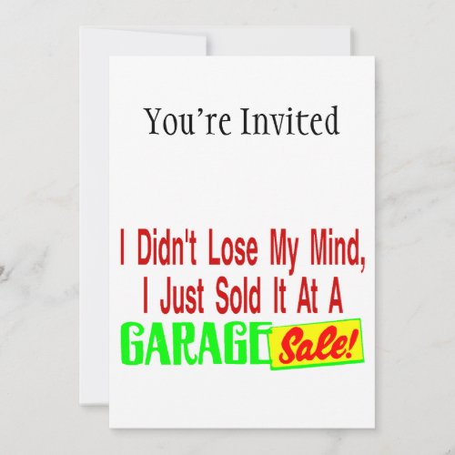 Sold My Mind At Garage Sale Invitation
