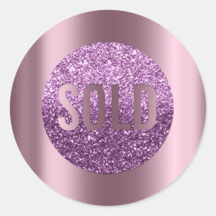 Sold Out Amethyst Purple Metal Real Estate Agent Classic Round Sticker