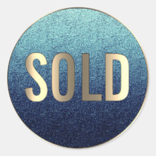 Sold Out Blue Dee Sepia Metallic Real Estate Agent Classic Round Sticker