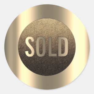 Sold Out Deep Sepia Metallic Real Estate Agent Classic Round Sticker