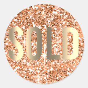 Sold Out Glitter Copper Gold Real Estate Agent Classic Round Sticker
