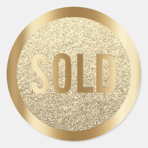 Sold Out Glitter Sepia Lux Gold Real Estate Agent Classic Round Sticker