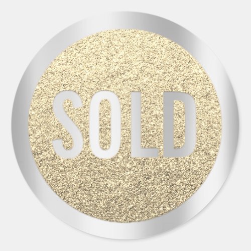 Sold Out Glitter Silver Gold Real Estate Agent Classic Round Sticker