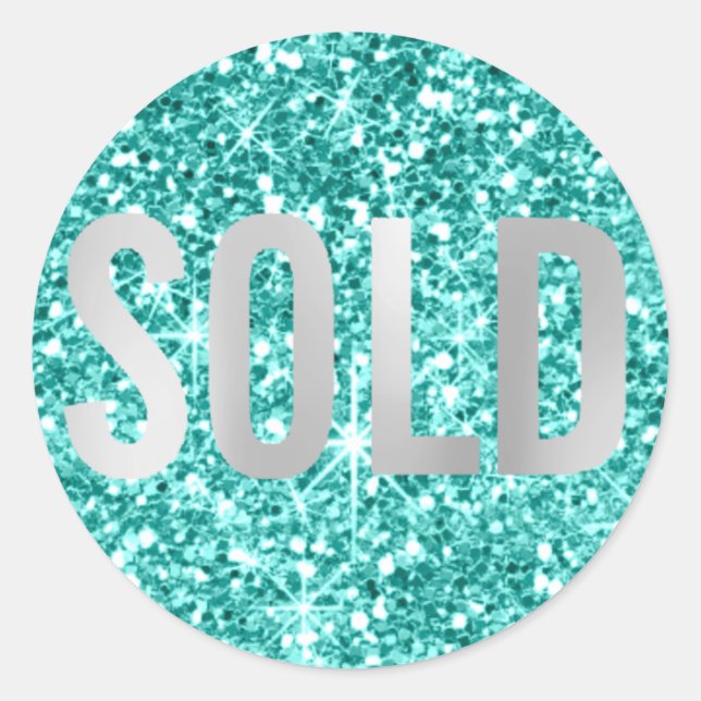 Sold Out Glitter Silver Gray  Real Estate Agent Classic Round Sticker (Front)
