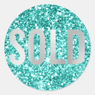 Sold Out Glitter Silver Gray Real Estate Agent Classic Round Sticker