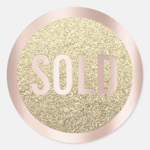 Sold Out Glitter Silver RoseGold Real Estate Agent Classic Round Sticker