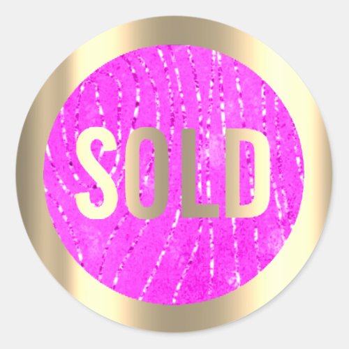 Sold Out Gold Pink Fuchsia Lux Estate Agent Classic Round Sticker