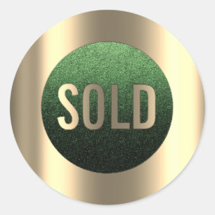 Sold Out Green Sepia Metallic Real Estate Agent Classic Round Sticker