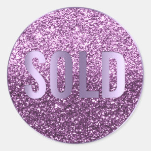 Sold Out Violet Purple Metallic Real Estate Agent Classic Round Sticker