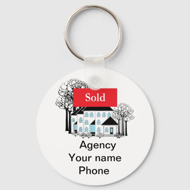 Sold Real Estate Promote Your Business Keychain (Front)